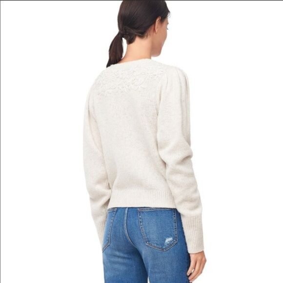 Rebecca Tylor LA VIE Floral Embroidered ivory wool sweater XSmall - Picture 9 of 11